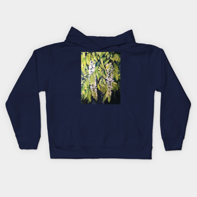 Wisteria watercolour painting Kids Hoodie by esvb